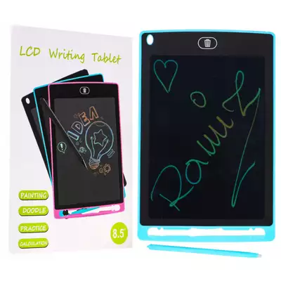 Interaktywny Tablet do rysowania dla dzieci 3+ niebieski 8,5&amp;quot; + Rysik + Kolorowe rysunki