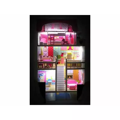 Ogromny Drewniany Domek dla lalek LED z Basenem XXL 90 cm + akcesoria