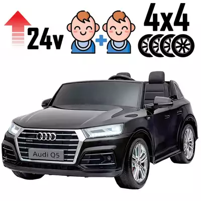 Duże Auto na akumulator dla 2 dzieci Audi Q5 XXL MP3 Czarne Mocne 4x90W