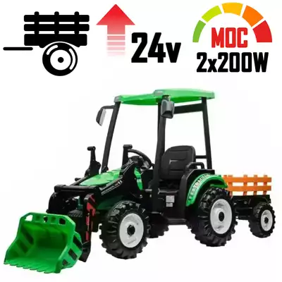 Duży traktor na akumulator z ładowarką Power Titan Green 24V 400W