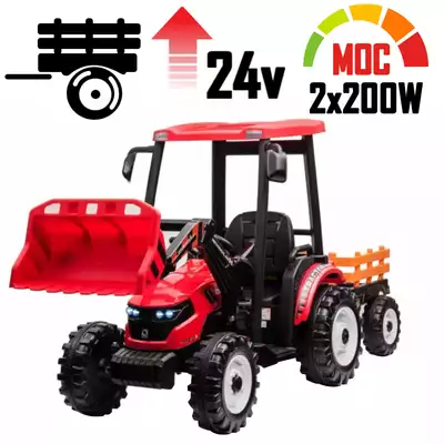 Duży traktor na akumulator z ładowarką Power Titan Red 24V 400W