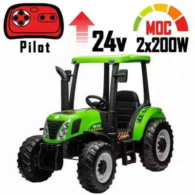 Traktor Na Akumulator A011 Zielony 24V 400W