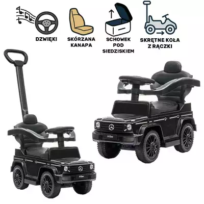 Jeździk Mercedes G-Class 653 Czarny z Pchaczem Sterowanie + Dźwięk Silnika i Klaksonu