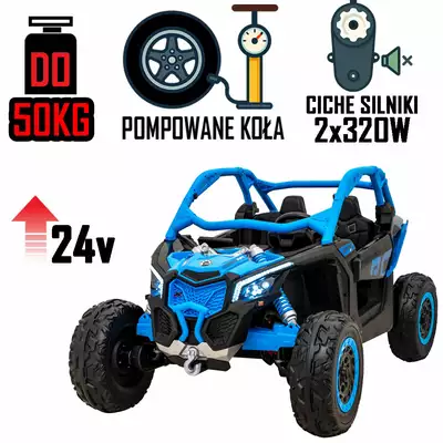 Buggy Maverick 3 PRO Niebieski STRONG Pompowane koła Ciche silniki 320W