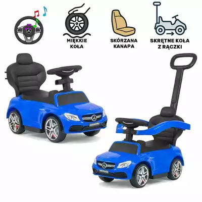 Jeździk Mercedes C-Class Deluxe Blue Skóra Sterowany Miękkie Koła