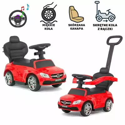 Jeździk Mercedes C-Class Deluxe Red Skóra Sterowany Miękkie Koła