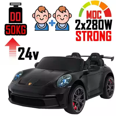 Sportowe 2 osobowe Porsche 911 GT3 560 W STRONG MP4 Czarny Lakier