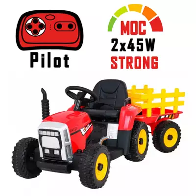 Traktor na akumulator z przyczepką i pilotem XMX611 Czerwony STRONG