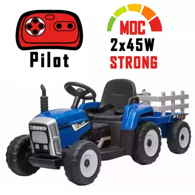 Traktor na akumulator z przyczepką i pilotem XMX611 Niebieski STRONG