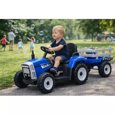 Traktor na akumulator z przyczepką i pilotem XMX611 Niebieski STRONG