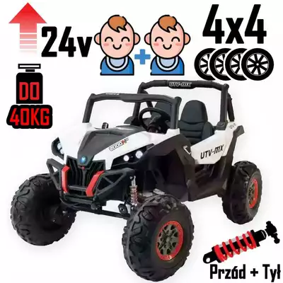 Buggy SuperStar 4x4 XMX603 MP3 24V Biały 4x120W Dwuosobowy samochód terenowy dla dziecka