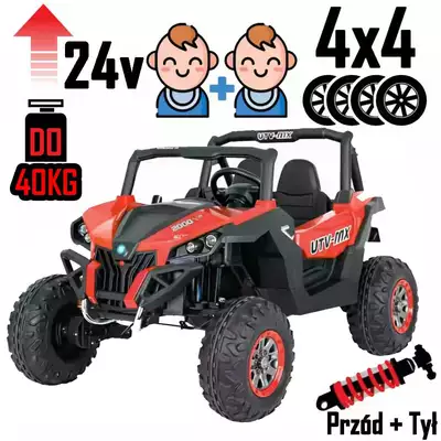 Buggy SuperStar 4x4 XMX603 MP3 24V Czerwony 4x120W Dwuosobowy samochód terenowy dla dziecka