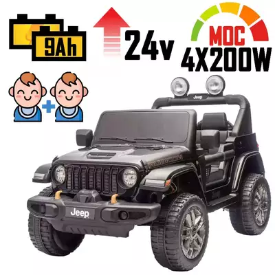 Duży Jeep Wrangler Rubicon Lift Czarny 4x200W ver 24V 9Ah
