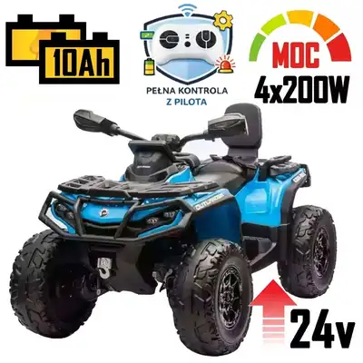 Duży quad Can Am DK-CA005 Outlander 2 osoby Niebieski 4x200W 24V/10Ah + PEŁNA KONTROLA