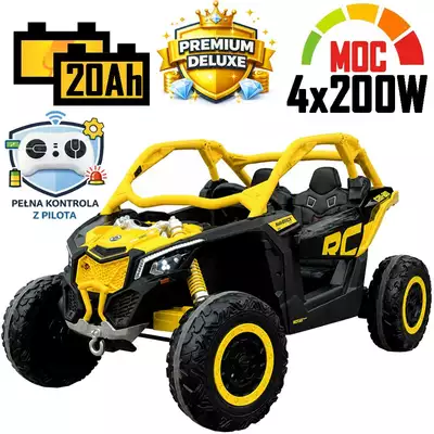 Mocne Buggy Can-am RS Maverick Turbo Zółty DK-CA001 4x200W 20Ah! + PEŁNA KONTROLA!