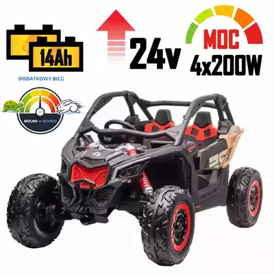 Mocne auto na akumulator Buggy Can-am RS Maverick Turbo RR Khaki DK-CA001 4x200W 24V14Ah! + Dodatkowy Bieg!