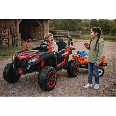Mocny Buggy ATV Racing A032 Czerwony 4x200W Podwójny akku 14Ah + przyczepa!