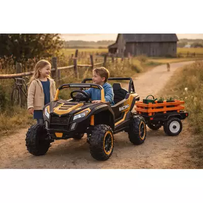 Mocny Buggy ATV Racing A032 Złoty 4x200W Podwójny akku 14Ah + przyczepa