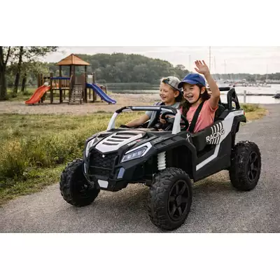 Potężny Buggy ATV Racing A032 Strong Biały do 100 kg! do 17 km/h  Podwójny akumulator Hamulec