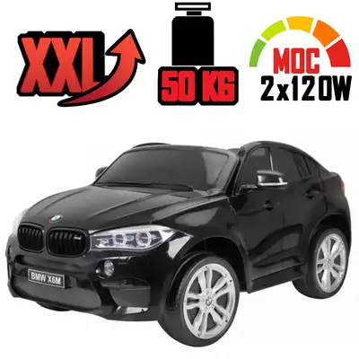 Auta na akumulator 2 osobowe do 50 kg BMW X6M XXL Czarny Lakier