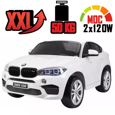 Duże autko na akumulator dla 2 dzieci BMW X6M XXL Białe
