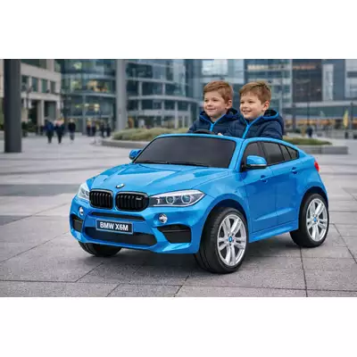 Duży samochód na akumulator dla 2 dzieci BMW X6M XXL Niebieski Lakier