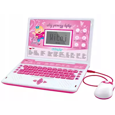 Laptop edukacyjny Kinderplay Pink zestaw