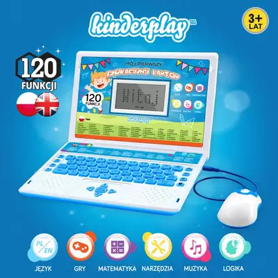 Laptop edukacyjny dla dzieci Kinderplay Blue zestaw