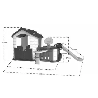 Ogromny czerwony domek ogrodowy ze zjeżdżalnią  5w1 + stolik + piłka