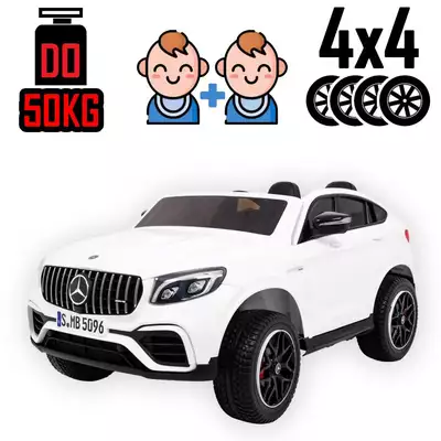Duży samochód dla 2 dzieci Mercedes GLC63S XXL Biały do 50 kg 4x4