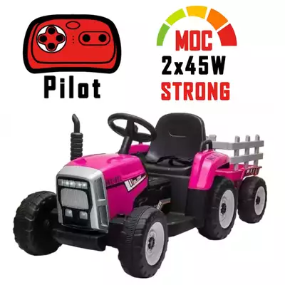 Traktor na akumulator z przyczepką i pilotem XMX611 Różowy