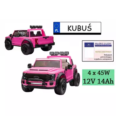 Ford Super Duty 4x4 Różowy Ogromny Jeep dla starszych dzieci (do 60kg)