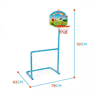 Woopie Zestaw 2w1 Koszykówka Bramka do Piłki Nożnej + Piłka