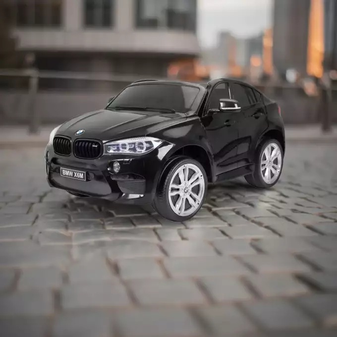 Duże auto na akumulator dla 2 dzieci BMW X6M XXL Czarny Lakier