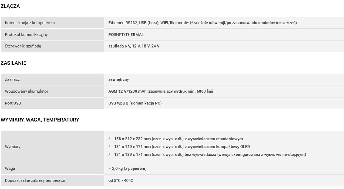 Drukarka fiskalna Thermal XL 2 ONLINE wersja standard